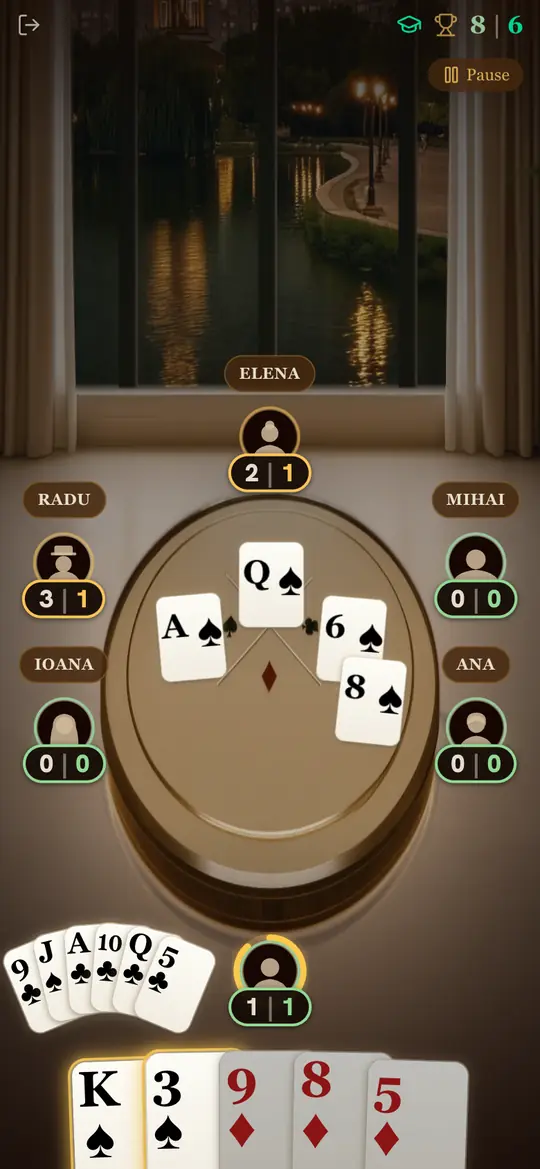 A game of Whist Românesc in progress